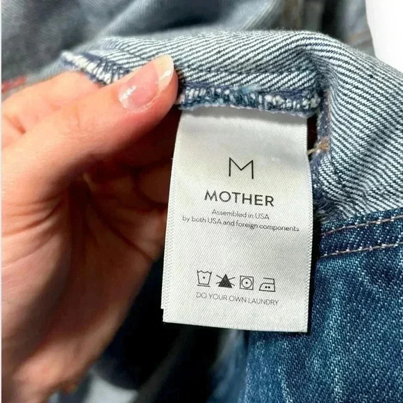 NWOT MOTHER Shrunken Daybreak Drifter Denim Jacket Embroidered Size Medium - Picture 15 of 16